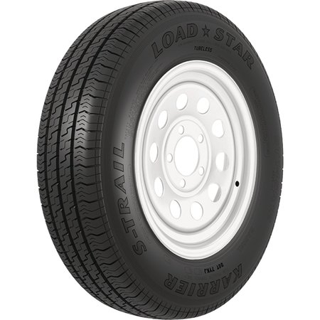 LOADSTAR TIRES Loadstar Bias Tire and Wheel (Rim) Assembly KR25 ST145/R-12 5-Hole 8 Ply, White, Modular 31212